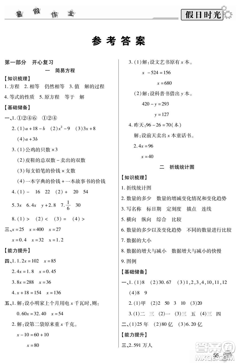 陽光出版社2022小學(xué)生快樂暑假假日時(shí)光數(shù)學(xué)五升六蘇教版答案