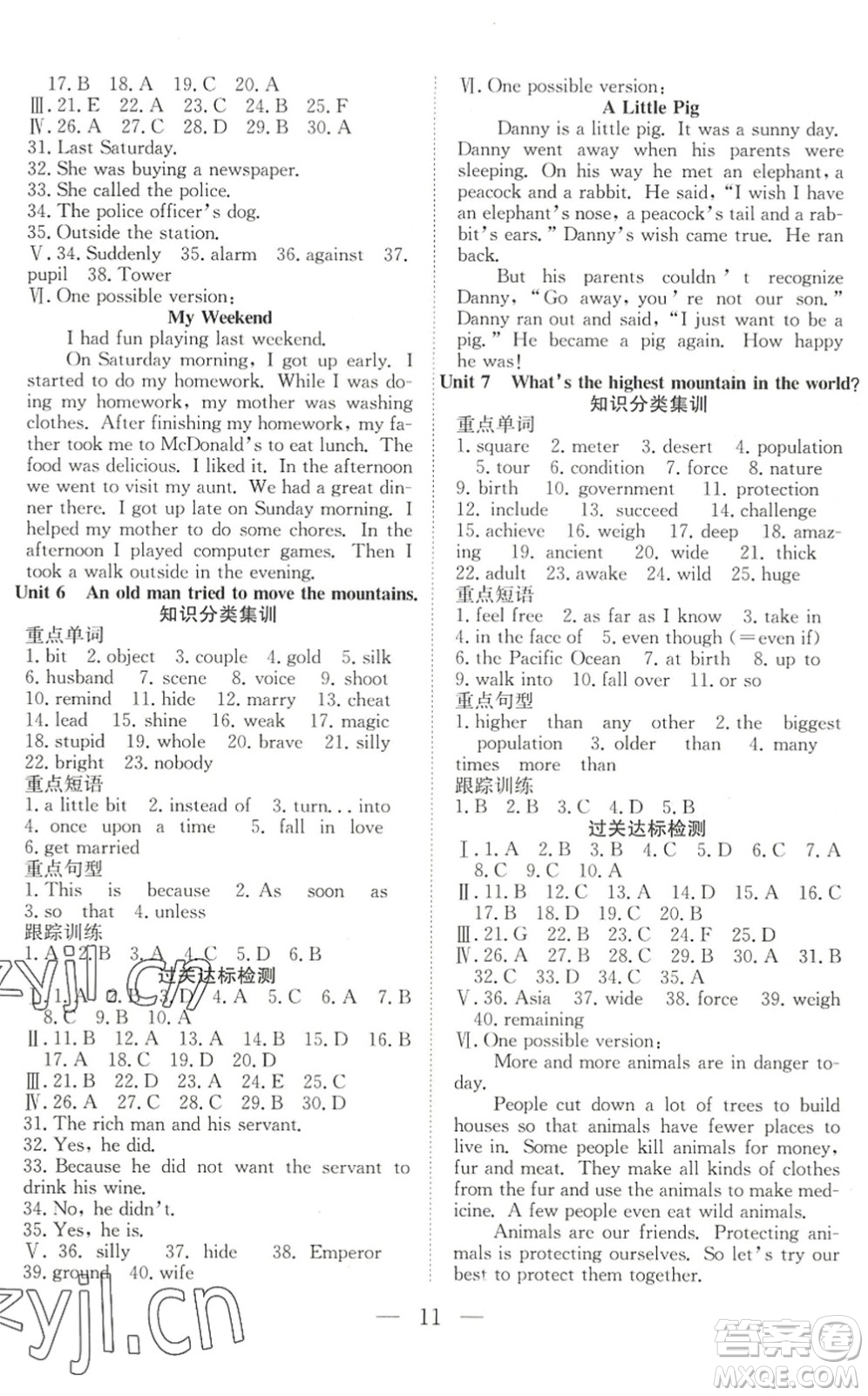 希望出版社2022暑假訓(xùn)練營學(xué)年總復(fù)習(xí)八年級(jí)英語RJ人教版答案