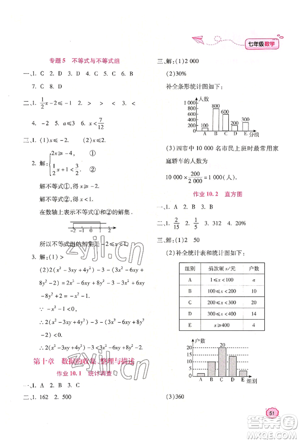 北京教育出版社2022新課標(biāo)暑假樂(lè)園七年級(jí)數(shù)學(xué)通用版參考答案