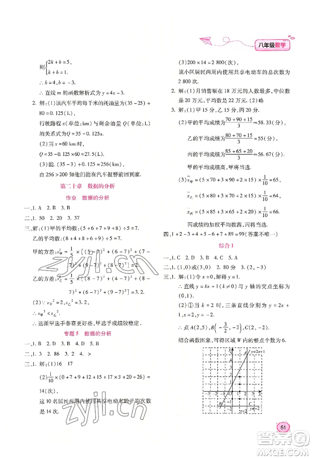 北京教育出版社2022新課標(biāo)暑假樂園八年級數(shù)學(xué)通用版參考答案