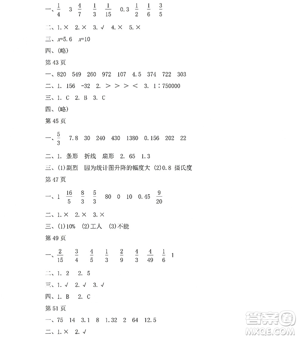 黑龍江少年兒童出版社2022陽光假日暑假六年級數(shù)學(xué)人教版答案