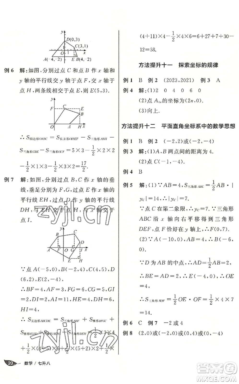 陽光出版社2022全品暑假溫故知新7升8年級數(shù)學(xué)人教版答案