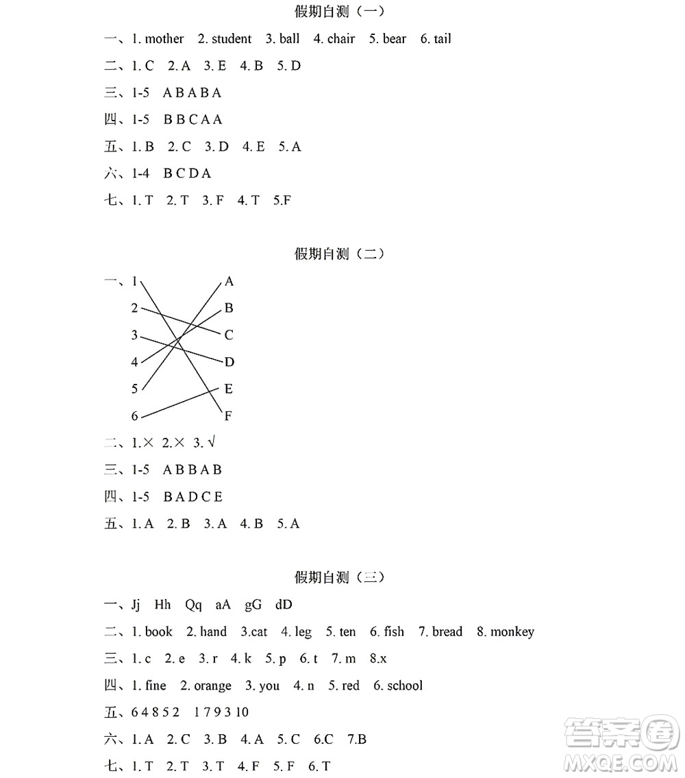 黑龍江少年兒童出版社2022陽(yáng)光假日暑假三年級(jí)英語(yǔ)人教PEP版答案