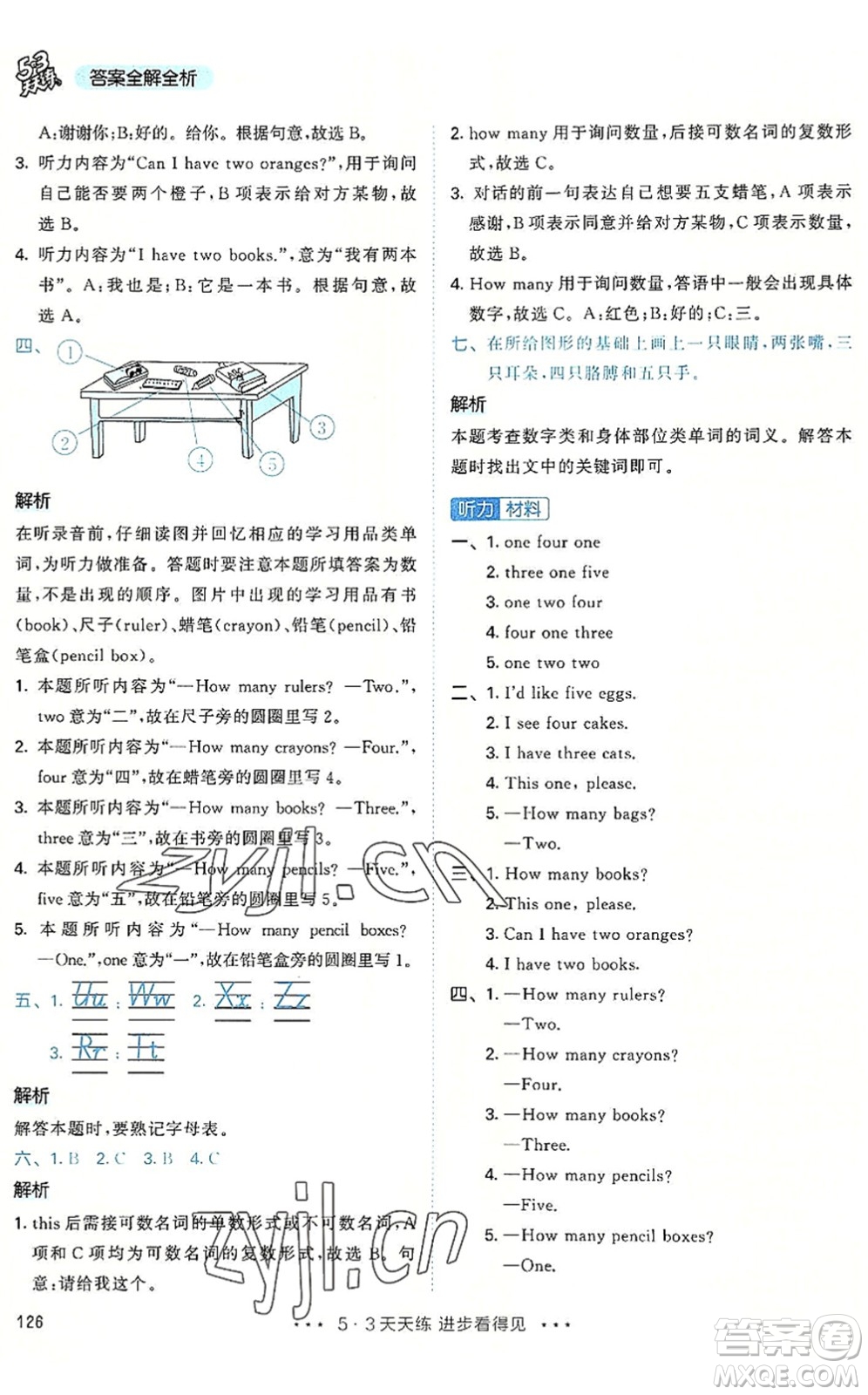 教育科學(xué)出版社2022秋季53天天練三年級英語上冊RP人教PEP版答案