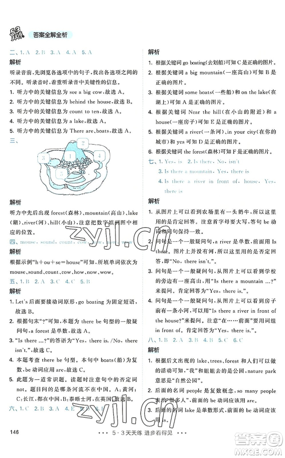 教育科學(xué)出版社2022秋季53天天練五年級(jí)英語上冊(cè)RP人教PEP版答案