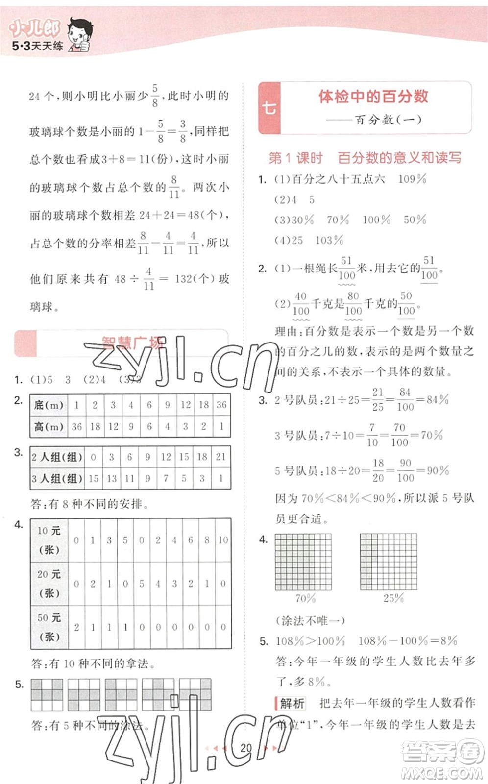 教育科學(xué)出版社2022秋季53天天練六年級數(shù)學(xué)上冊QD青島版答案