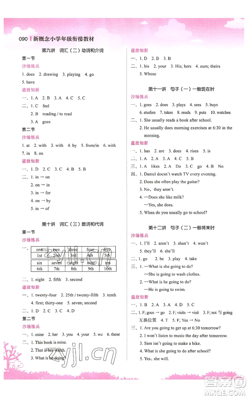 江蘇鳳凰美術(shù)出版社2022新概念小學(xué)年級(jí)暑假銜接教材五升六英語(yǔ)人教版參考答案