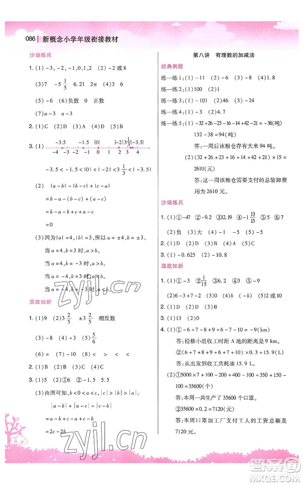 江蘇鳳凰美術(shù)出版社2022新概念小學(xué)年級(jí)暑假銜接教材小升初數(shù)學(xué)人教版參考答案