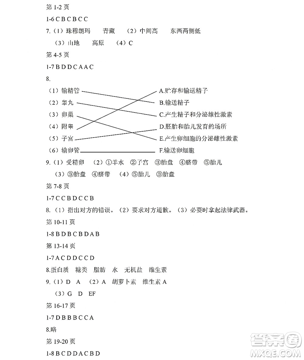 黑龍江少年兒童出版社2022Happy假日暑假六年級綜合七臺河專用答案