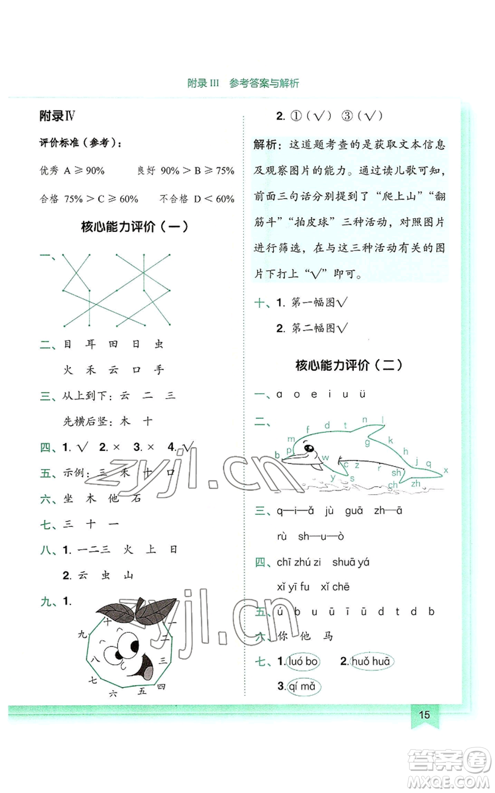 龍門書局2022黃岡小狀元作業(yè)本一年級(jí)上冊(cè)語(yǔ)文人教版參考答案