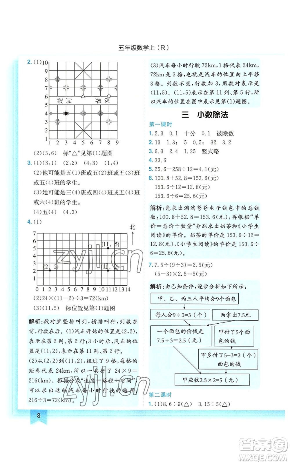 龍門書局2022黃岡小狀元作業(yè)本五年級上冊數(shù)學(xué)人教版參考答案