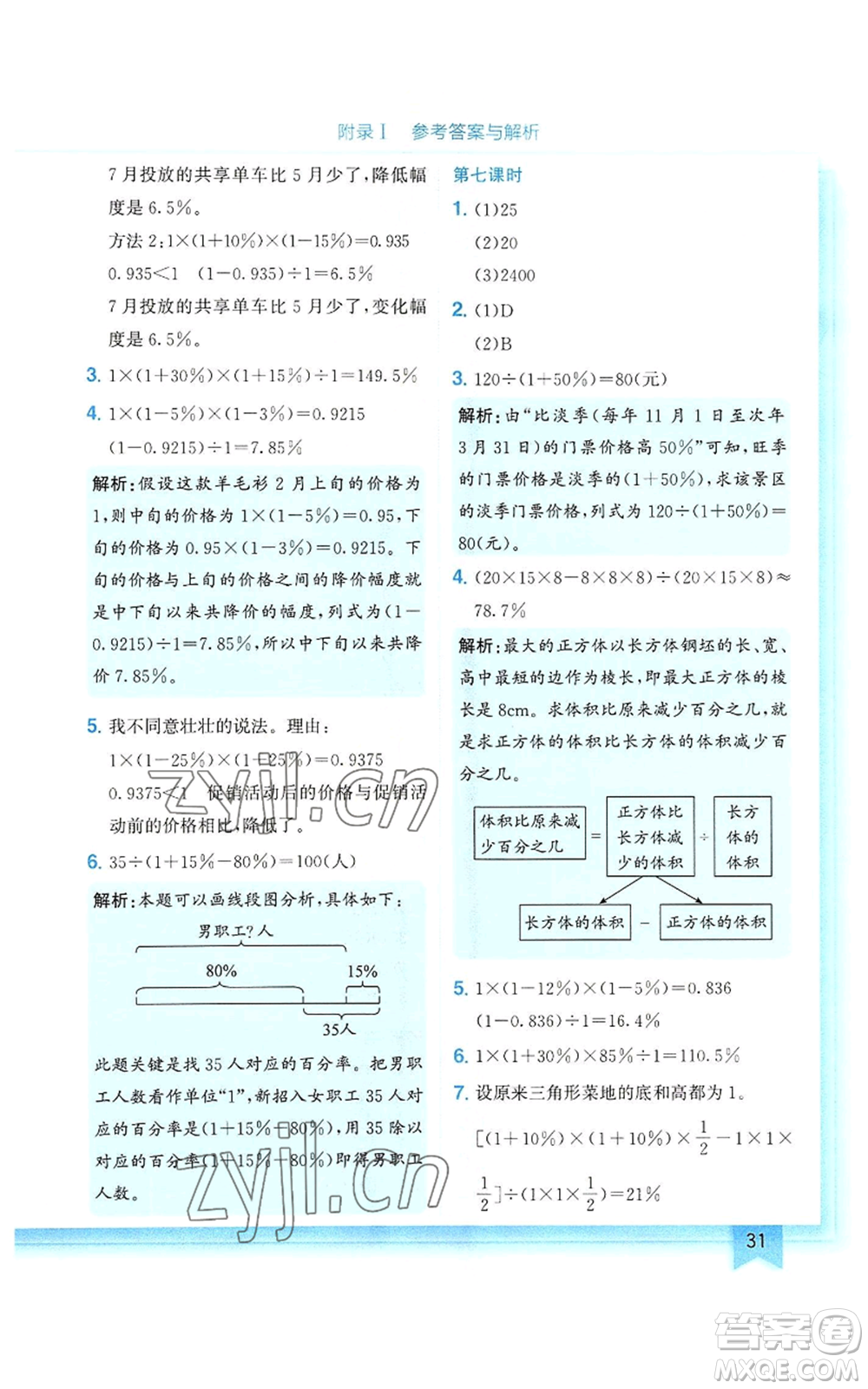 龍門書局2022黃岡小狀元作業(yè)本六年級上冊數(shù)學人教版參考答案