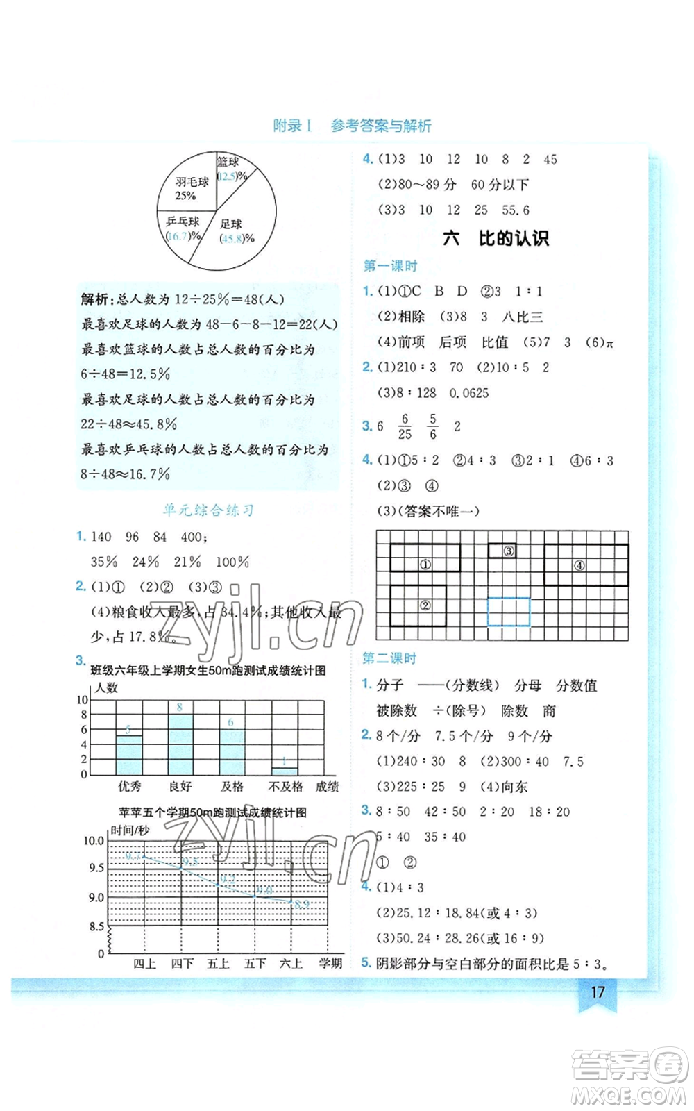 龍門書局2022黃岡小狀元作業(yè)本六年級上冊數(shù)學北師大版參考答案