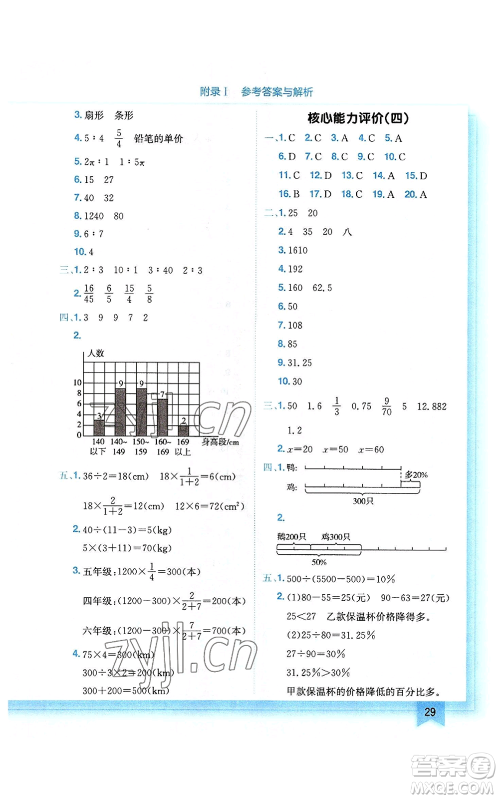 龍門書局2022黃岡小狀元作業(yè)本六年級上冊數(shù)學北師大版參考答案