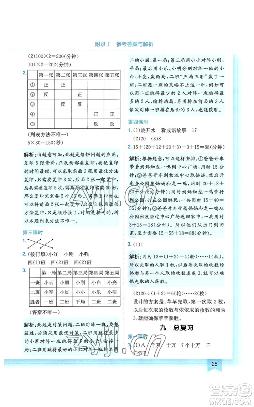 龍門書局2022黃岡小狀元作業(yè)本四年級(jí)上冊(cè)數(shù)學(xué)人教版廣東專版參考答案