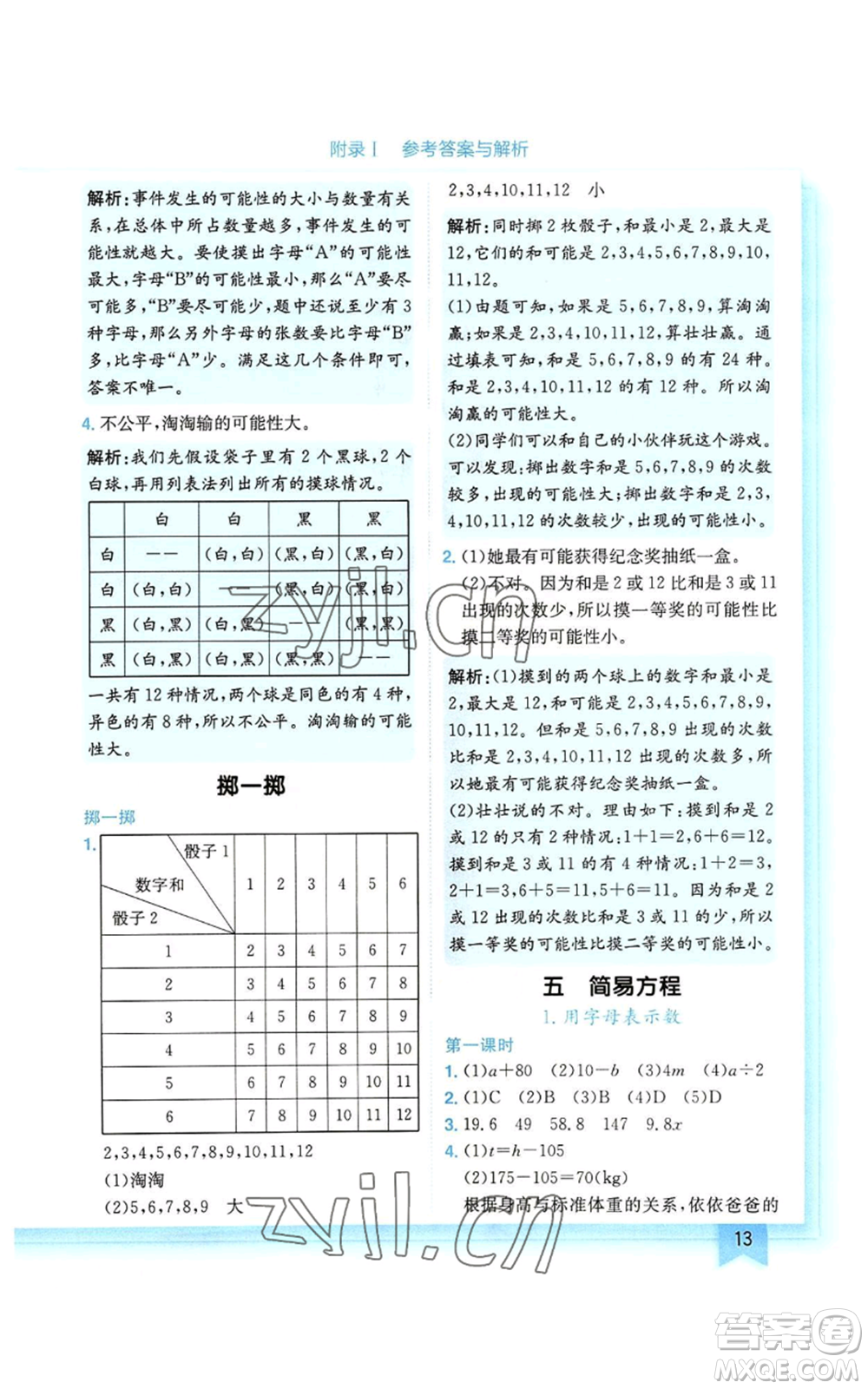 龍門書局2022黃岡小狀元作業(yè)本五年級上冊數(shù)學(xué)人教版廣東專版參考答案