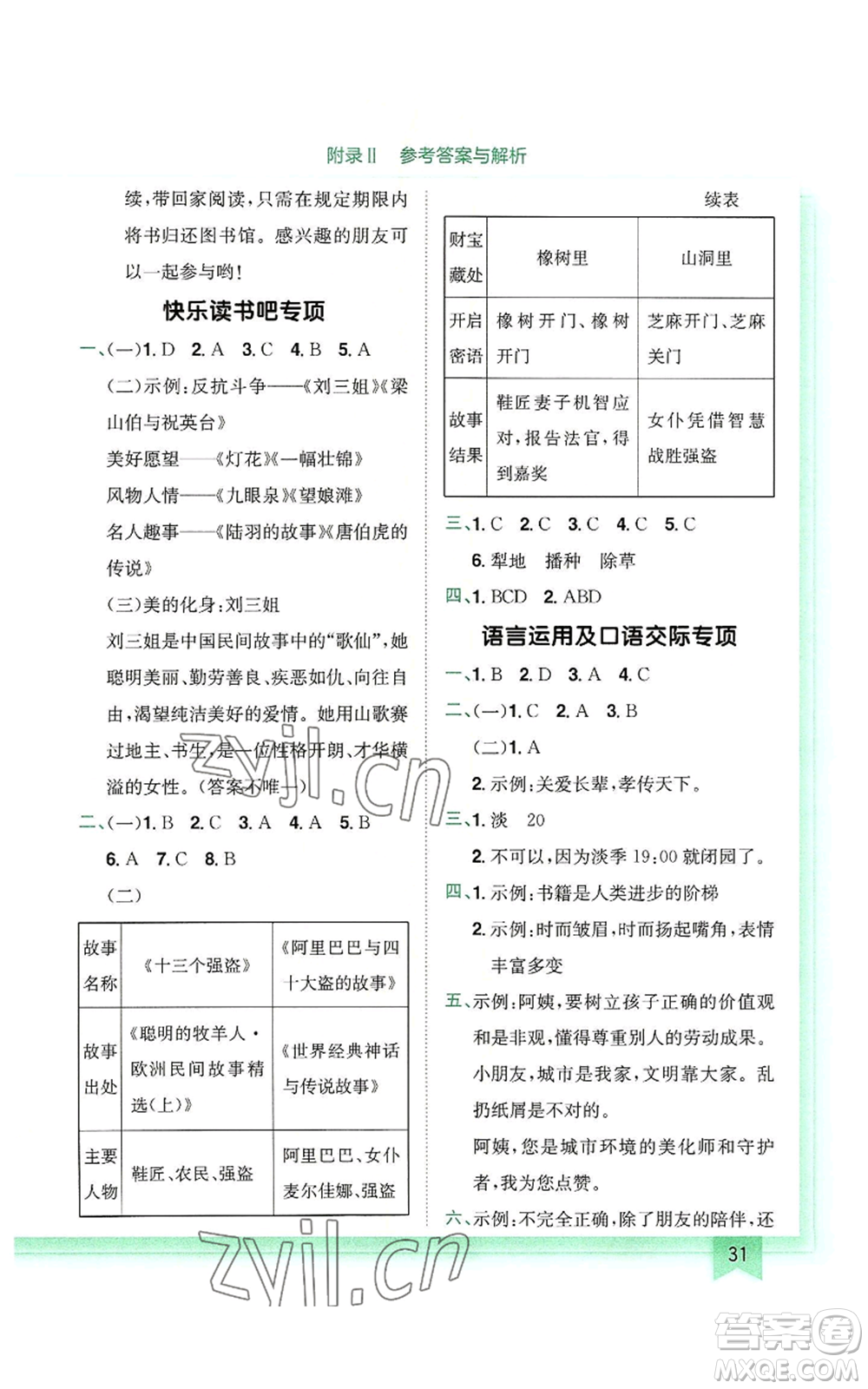 龍門書局2022黃岡小狀元作業(yè)本五年級上冊語文人教版廣東專版參考答案