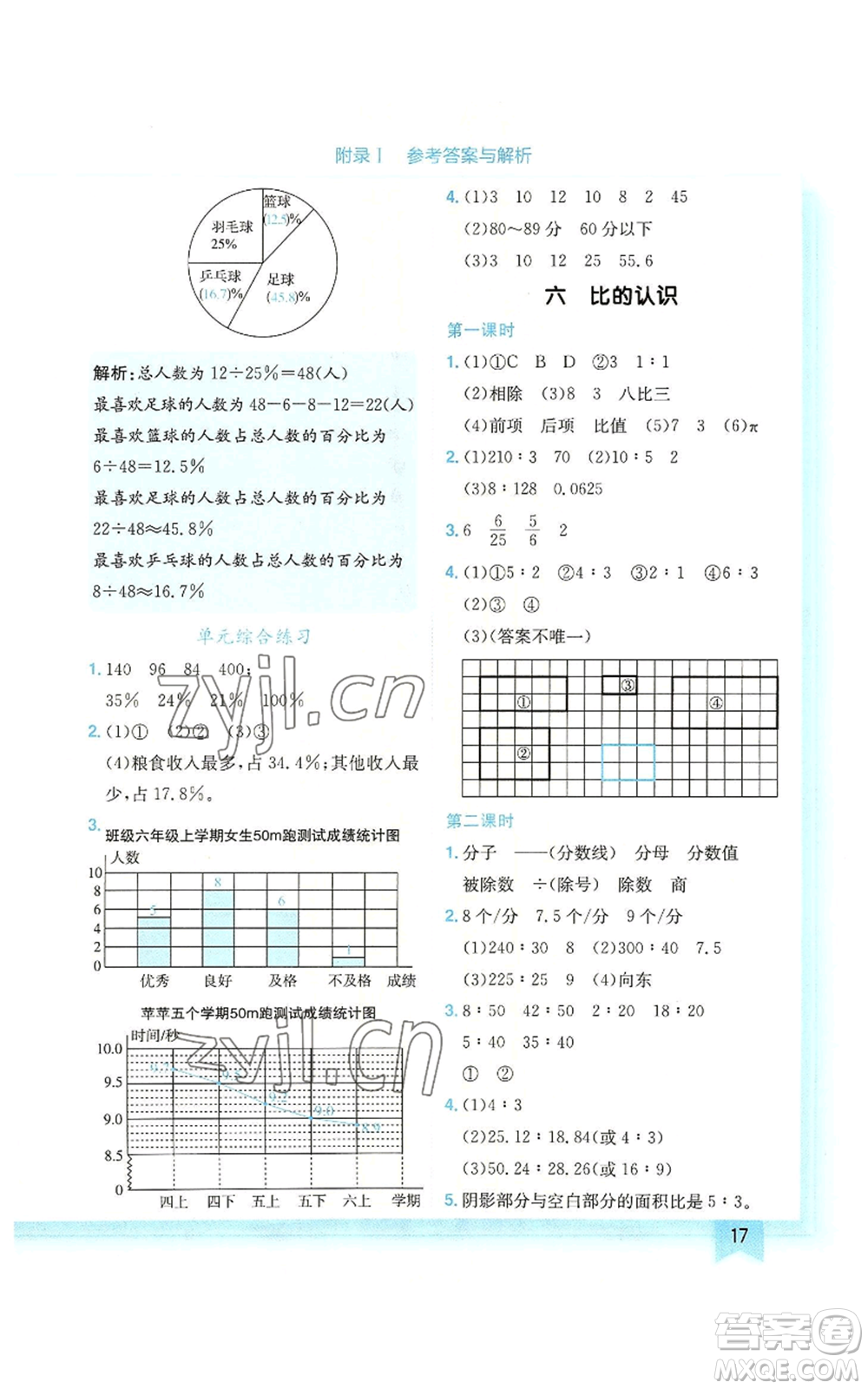 龍門書局2022黃岡小狀元作業(yè)本六年級(jí)上冊(cè)數(shù)學(xué)北師大版廣東專版參考答案