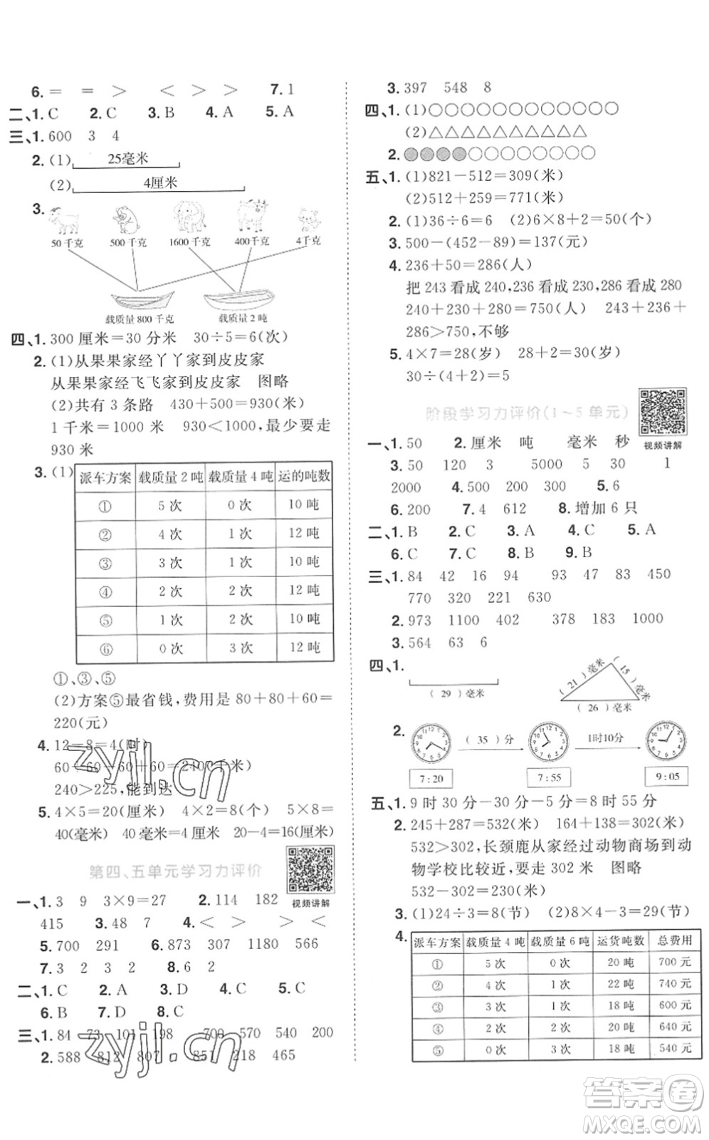 江西教育出版社2022陽光同學課時優(yōu)化作業(yè)三年級數(shù)學上冊RJ人教版菏澤專版答案