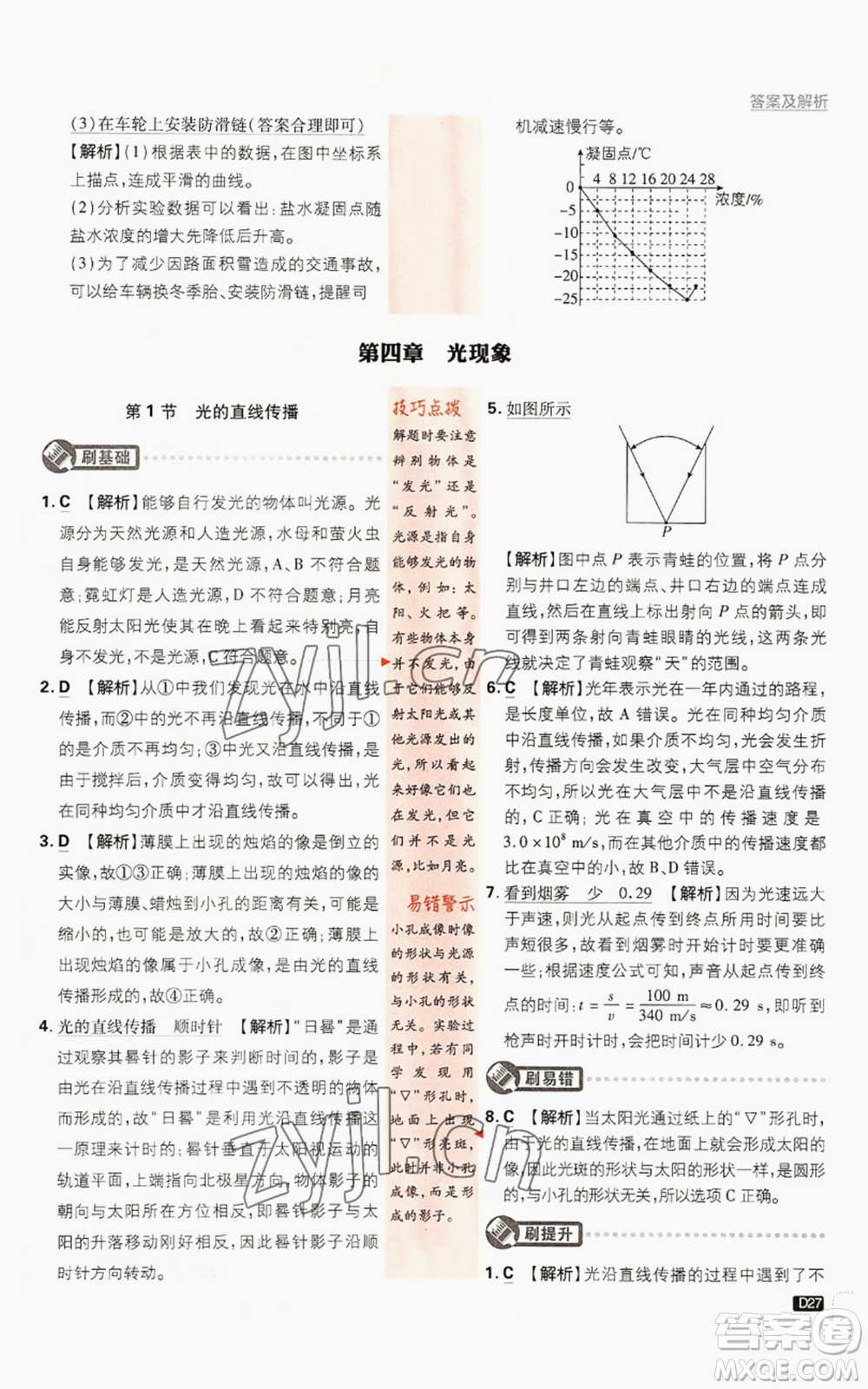 開(kāi)明出版社2023初中必刷題八年級(jí)上冊(cè)物理人教版參考答案