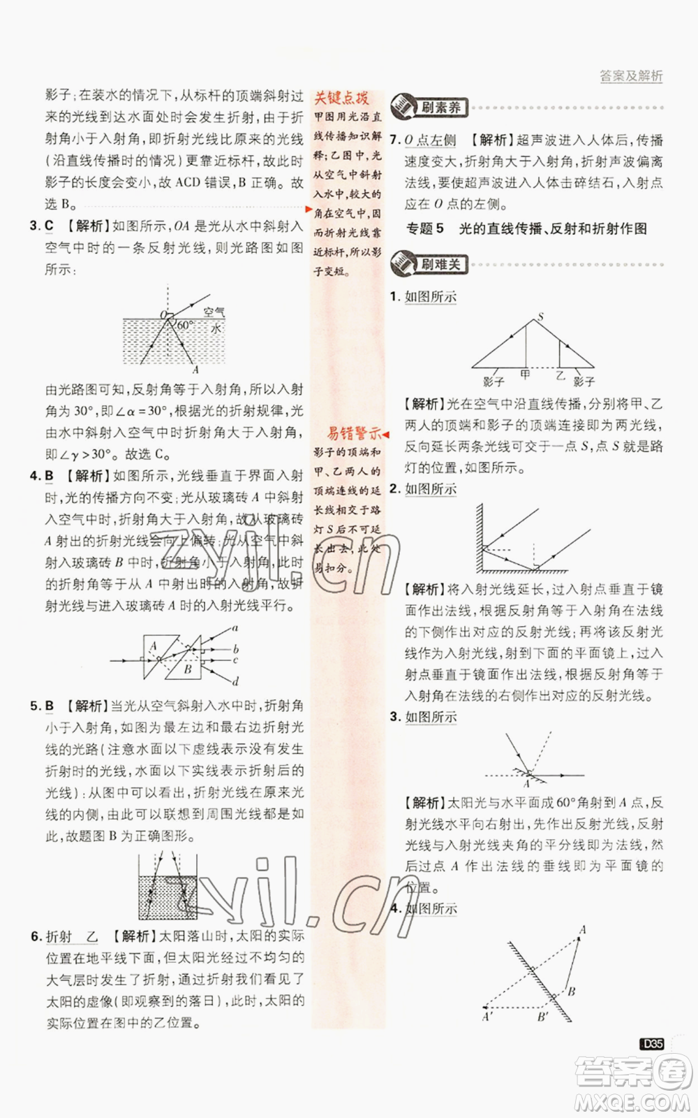 開(kāi)明出版社2023初中必刷題八年級(jí)上冊(cè)物理人教版參考答案