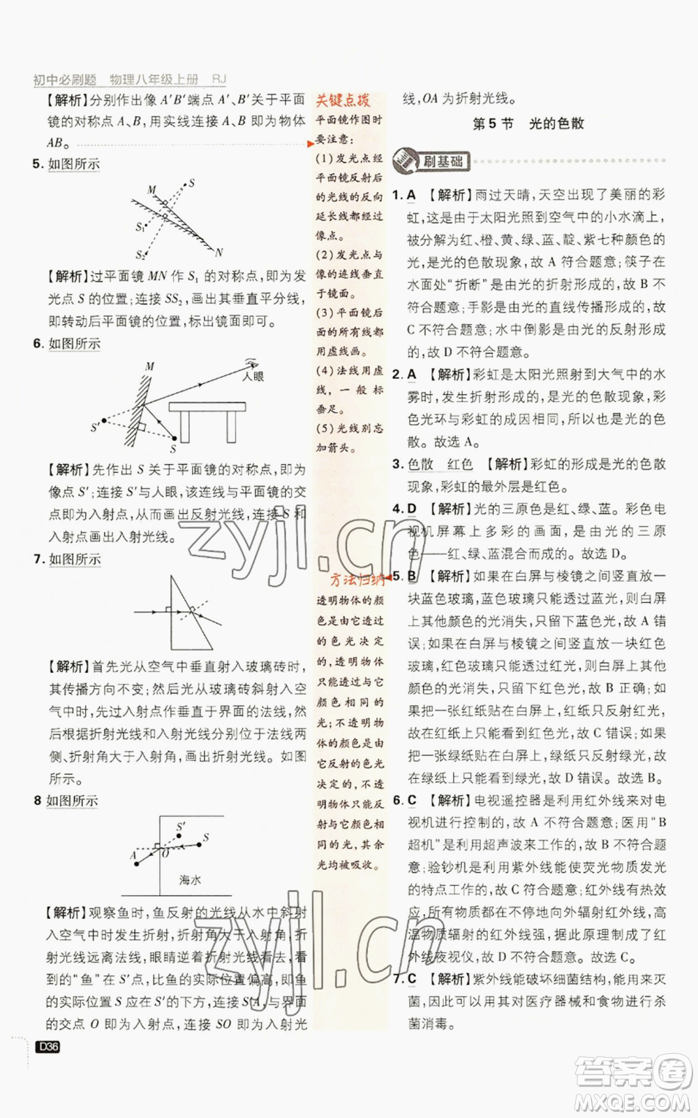 開(kāi)明出版社2023初中必刷題八年級(jí)上冊(cè)物理人教版參考答案