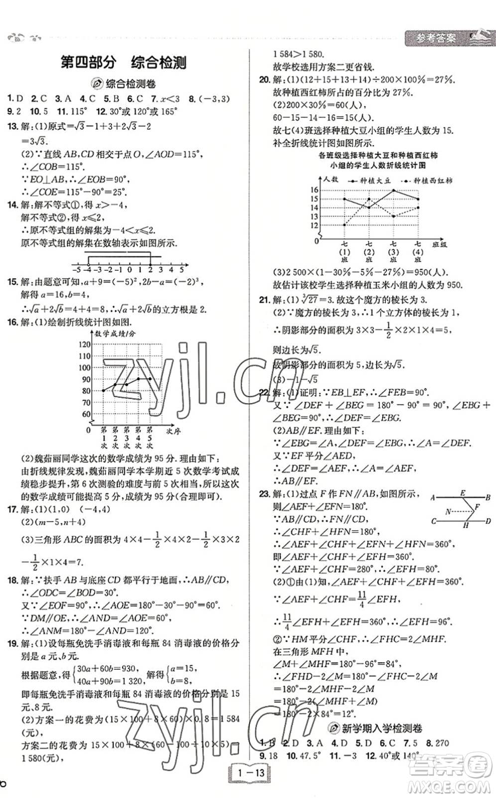 江西美術(shù)出版社2022給力暑假七年級數(shù)學RJ人教版答案