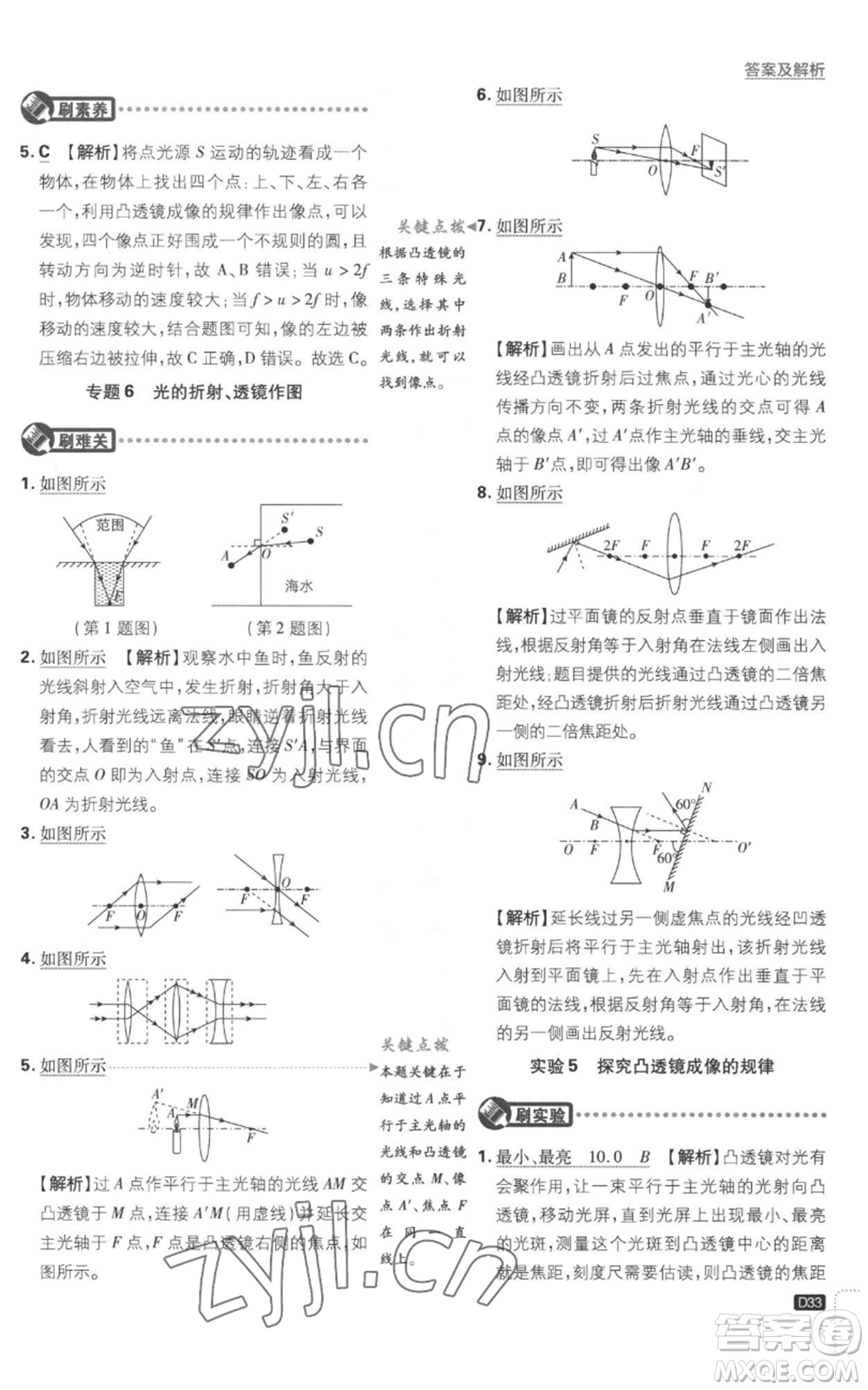 開明出版社2023初中必刷題八年級(jí)上冊(cè)物理江蘇版參考答案