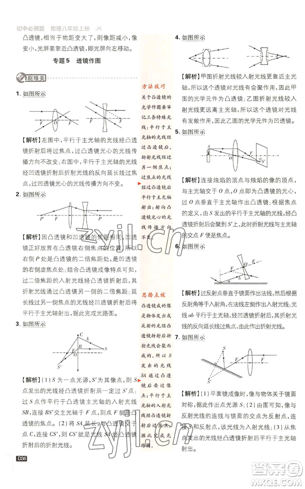 開(kāi)明出版社2023初中必刷題八年級(jí)上冊(cè)物理教科版參考答案