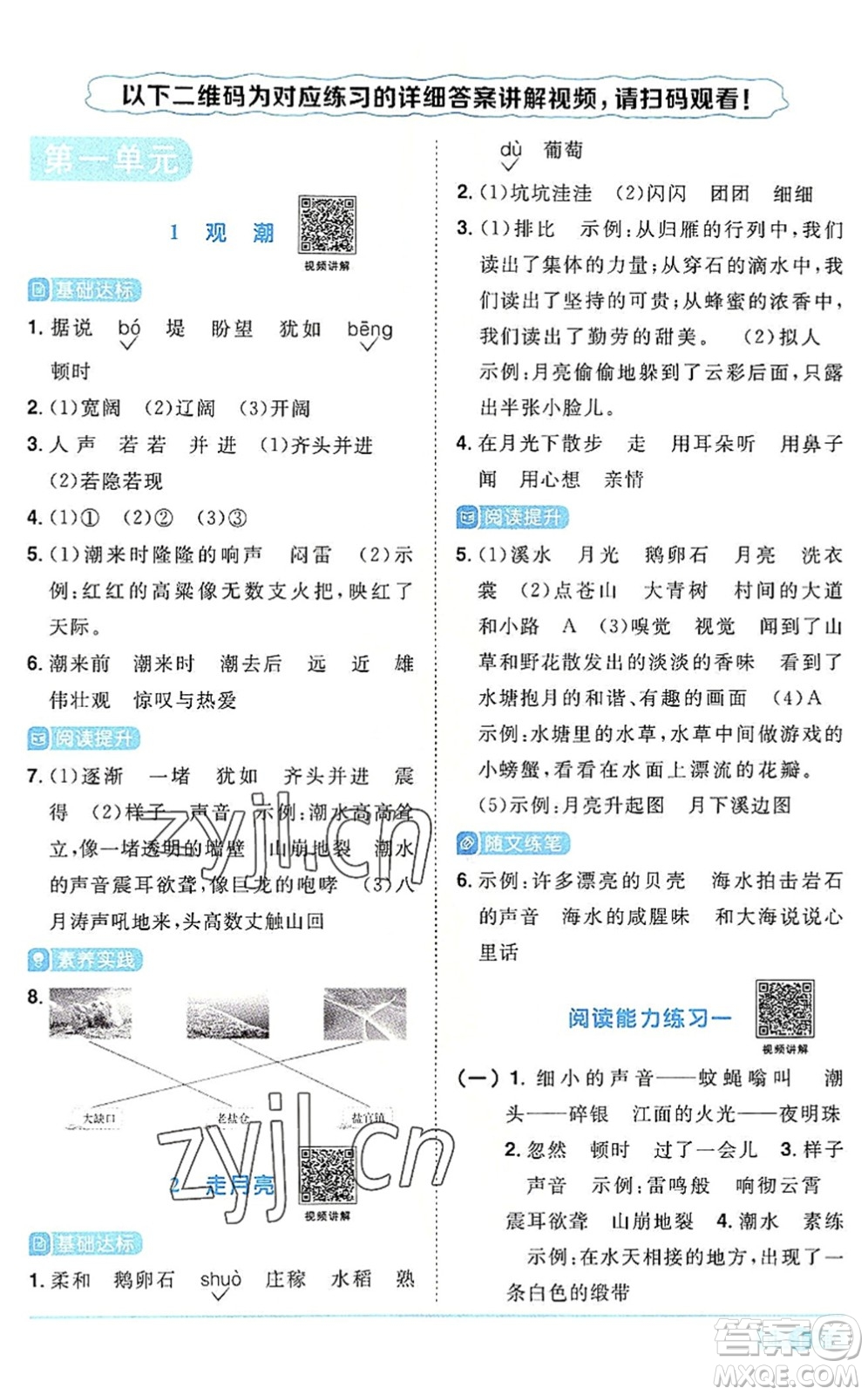 江西教育出版社2022陽光同學(xué)課時(shí)優(yōu)化作業(yè)四年級(jí)語文上冊(cè)RJ人教版答案