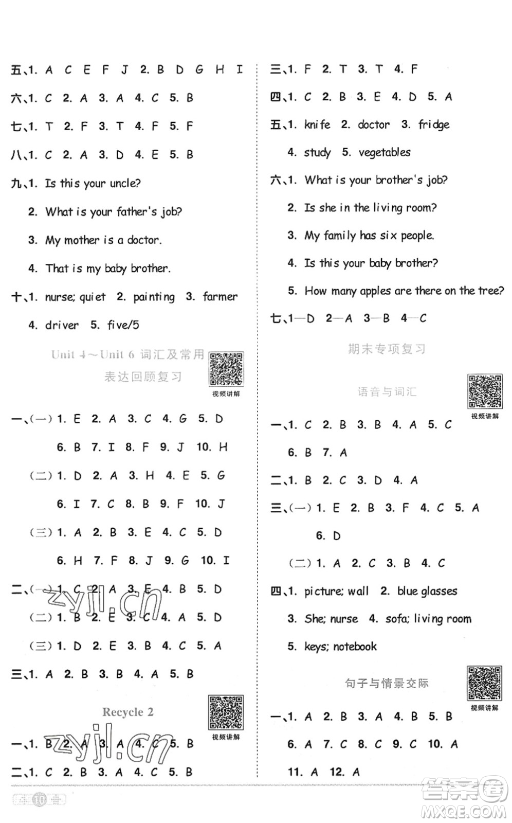 江西教育出版社2022陽光同學(xué)課時(shí)優(yōu)化作業(yè)四年級(jí)英語上冊(cè)PEP版答案
