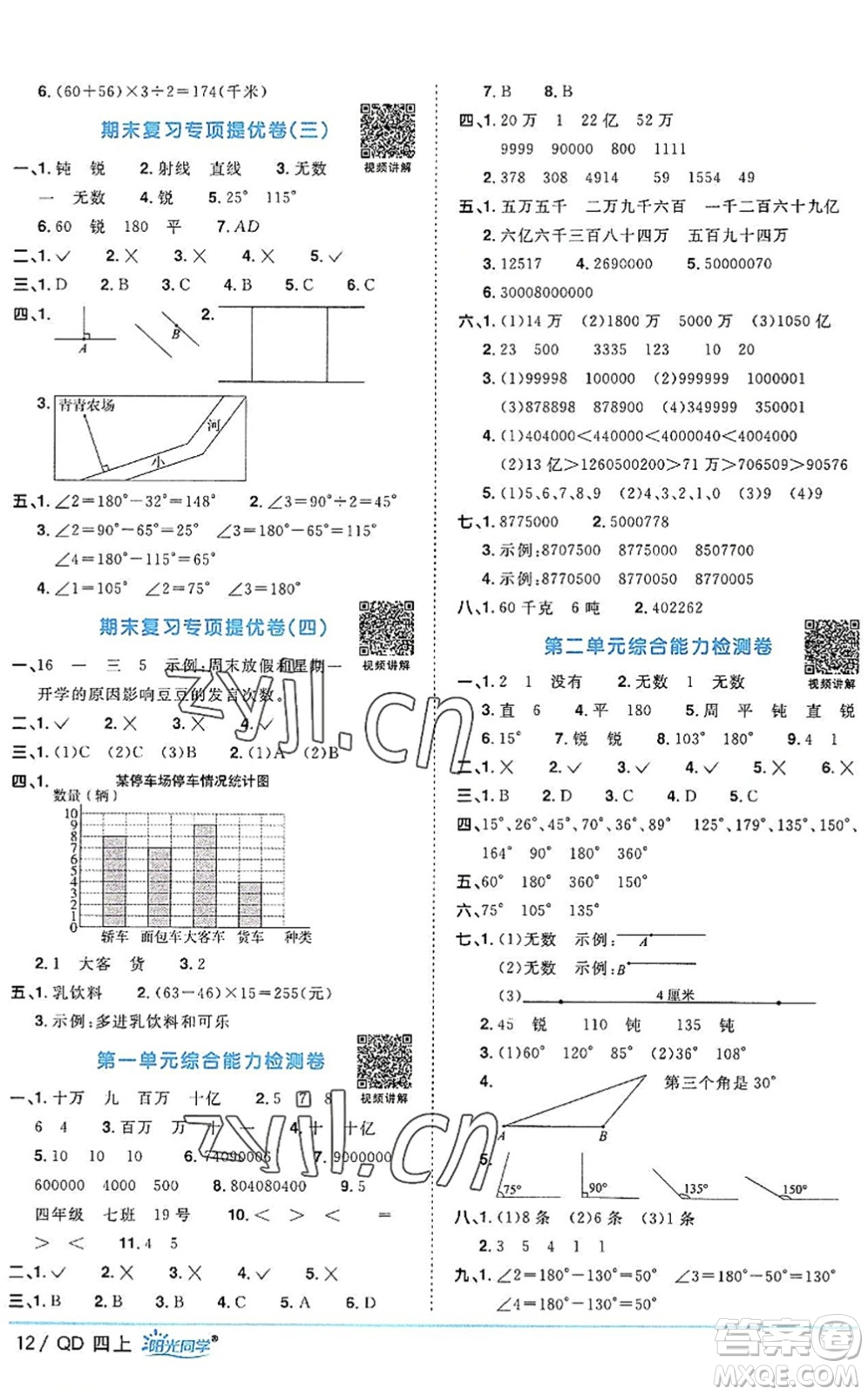 江西教育出版社2022陽(yáng)光同學(xué)課時(shí)優(yōu)化作業(yè)四年級(jí)數(shù)學(xué)上冊(cè)QD青島版答案