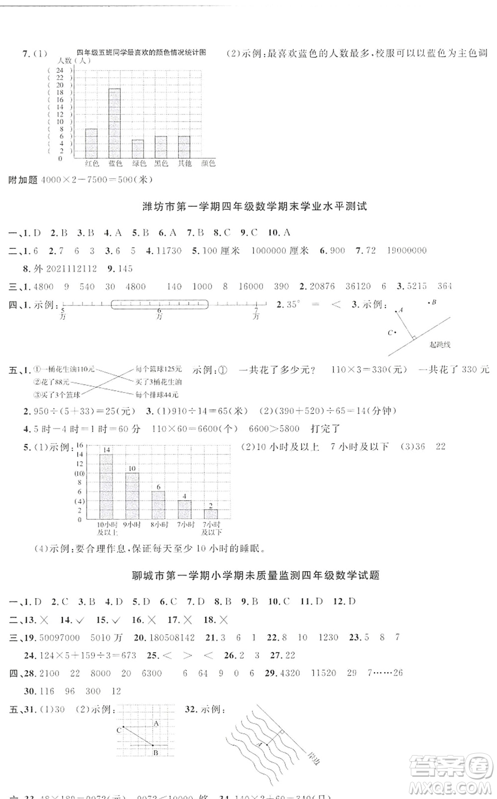 江西教育出版社2022陽(yáng)光同學(xué)課時(shí)優(yōu)化作業(yè)四年級(jí)數(shù)學(xué)上冊(cè)QD青島版答案