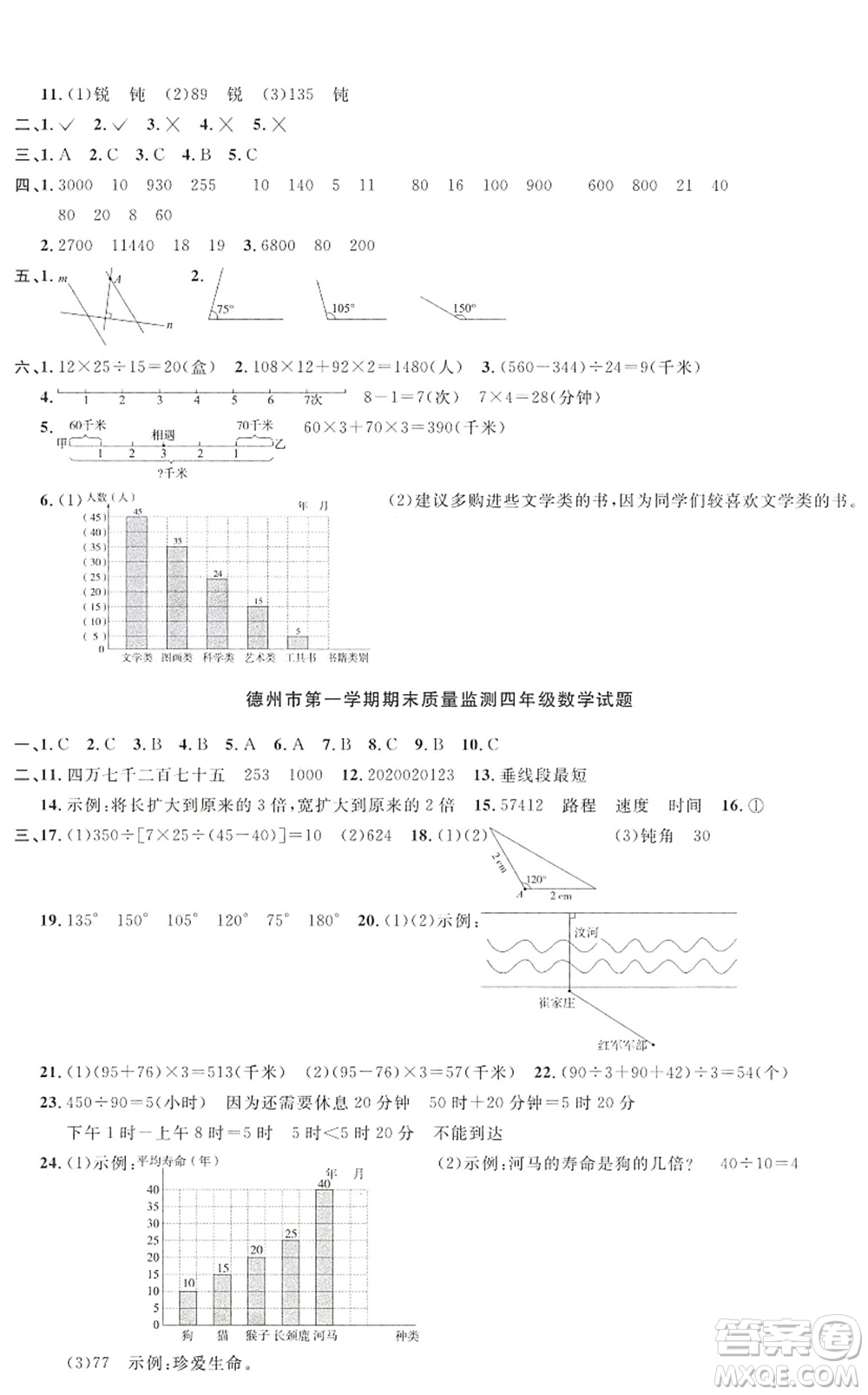 江西教育出版社2022陽(yáng)光同學(xué)課時(shí)優(yōu)化作業(yè)四年級(jí)數(shù)學(xué)上冊(cè)QD青島版答案
