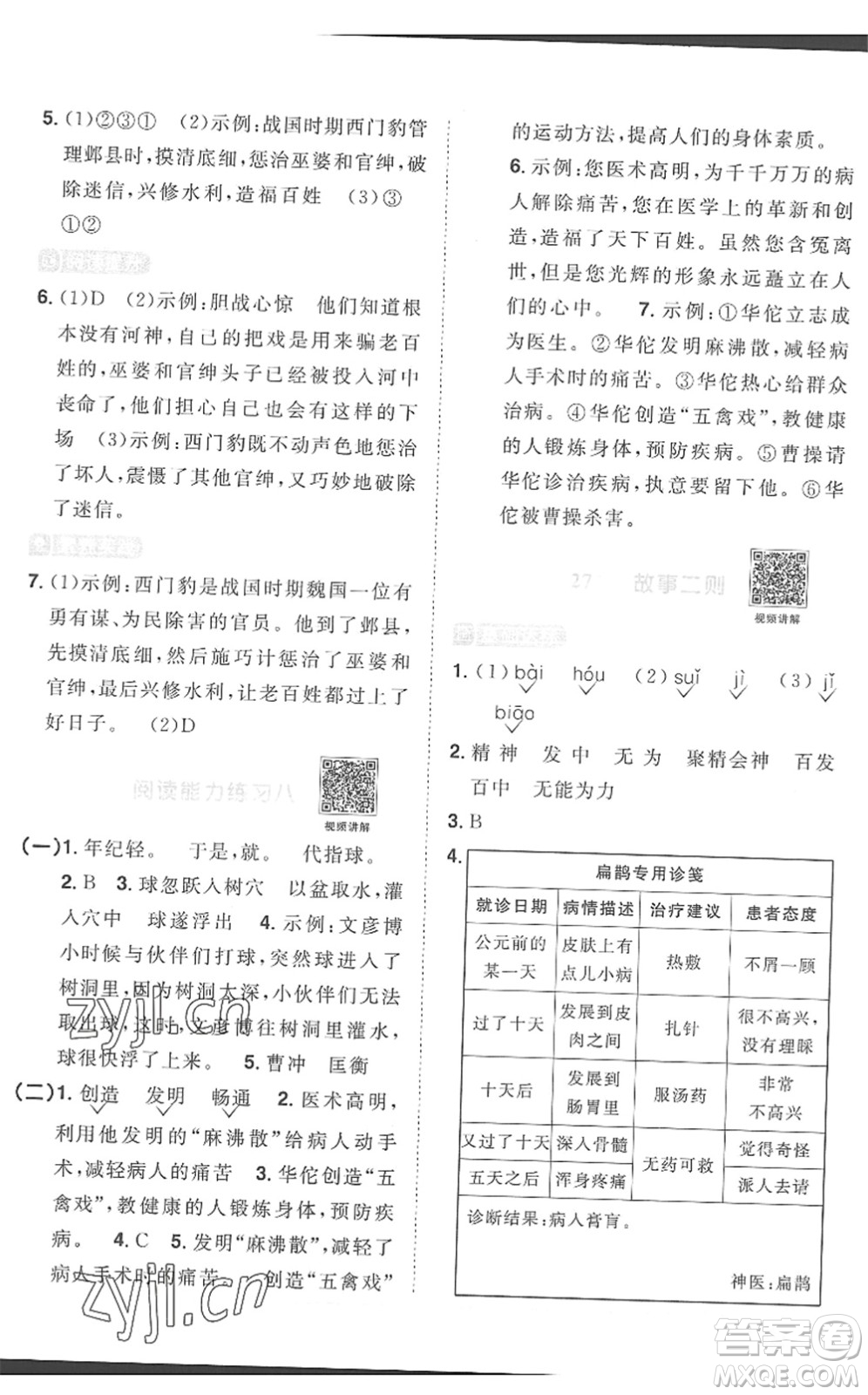 江西教育出版社2022陽光同學課時優(yōu)化作業(yè)四年級語文上冊RJ人教版菏澤專版答案