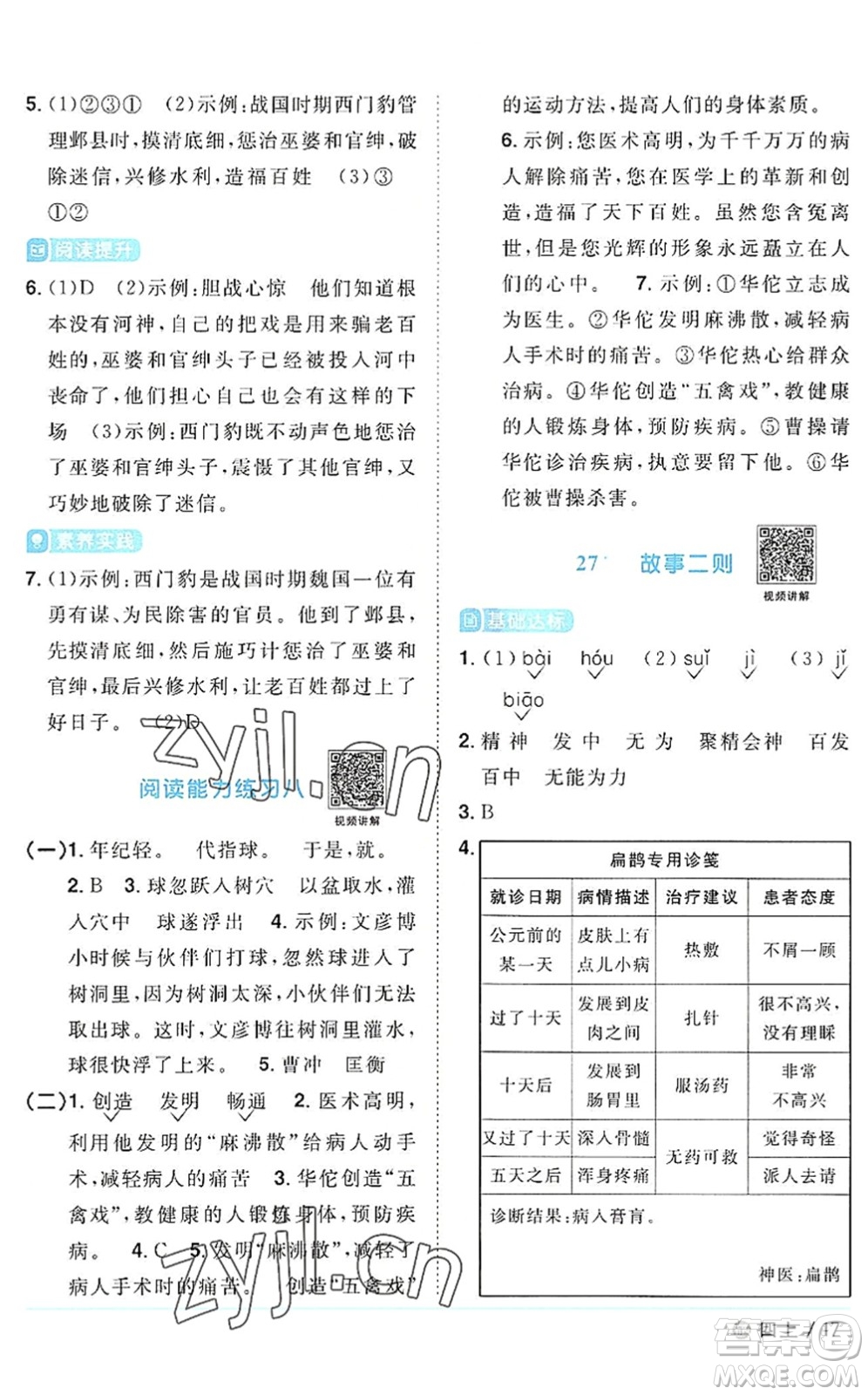 江西教育出版社2022陽(yáng)光同學(xué)課時(shí)優(yōu)化作業(yè)四年級(jí)語(yǔ)文上冊(cè)五四專用答案