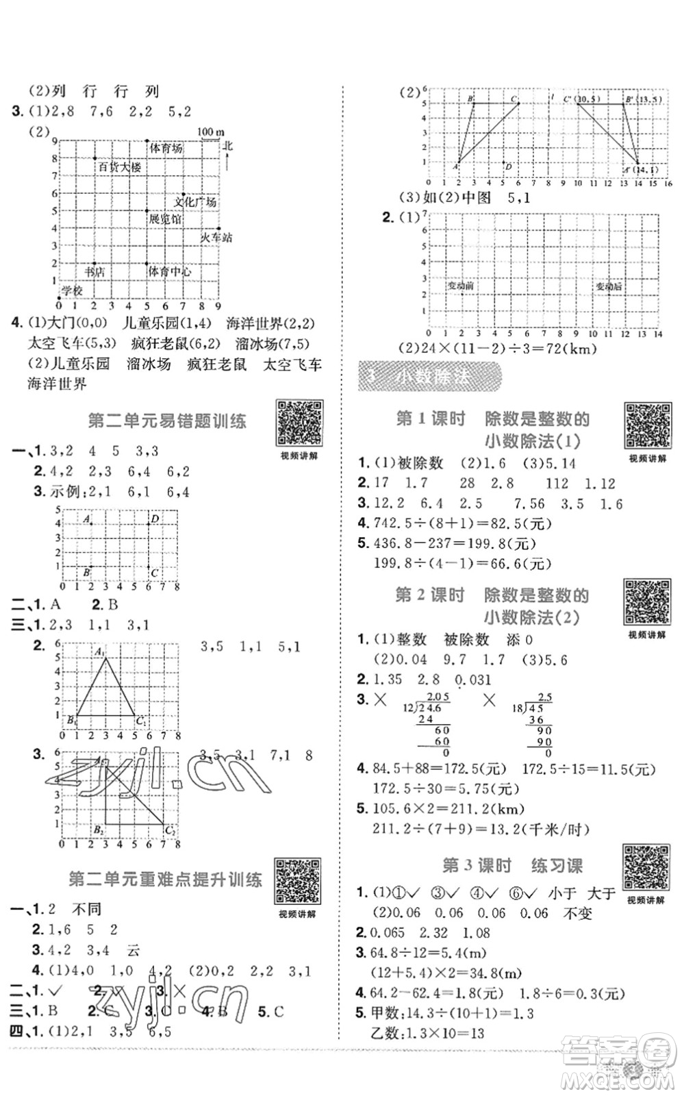 江西教育出版社2022陽(yáng)光同學(xué)課時(shí)優(yōu)化作業(yè)五年級(jí)數(shù)學(xué)上冊(cè)RJ人教版答案