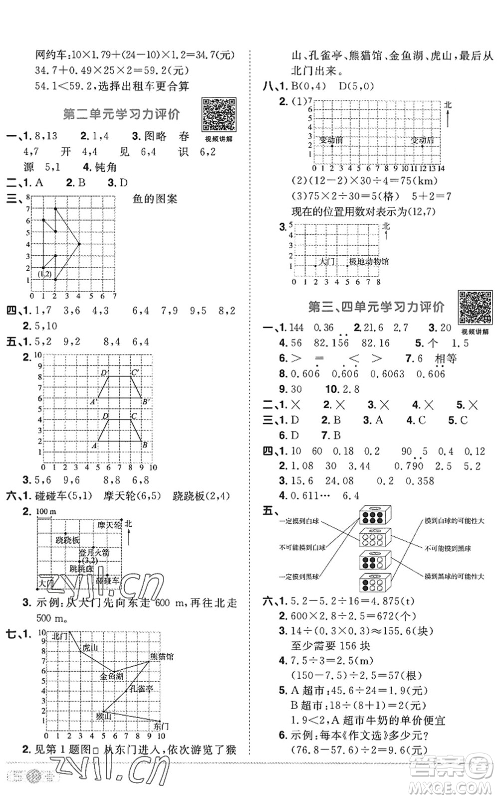 江西教育出版社2022陽(yáng)光同學(xué)課時(shí)優(yōu)化作業(yè)五年級(jí)數(shù)學(xué)上冊(cè)RJ人教版答案