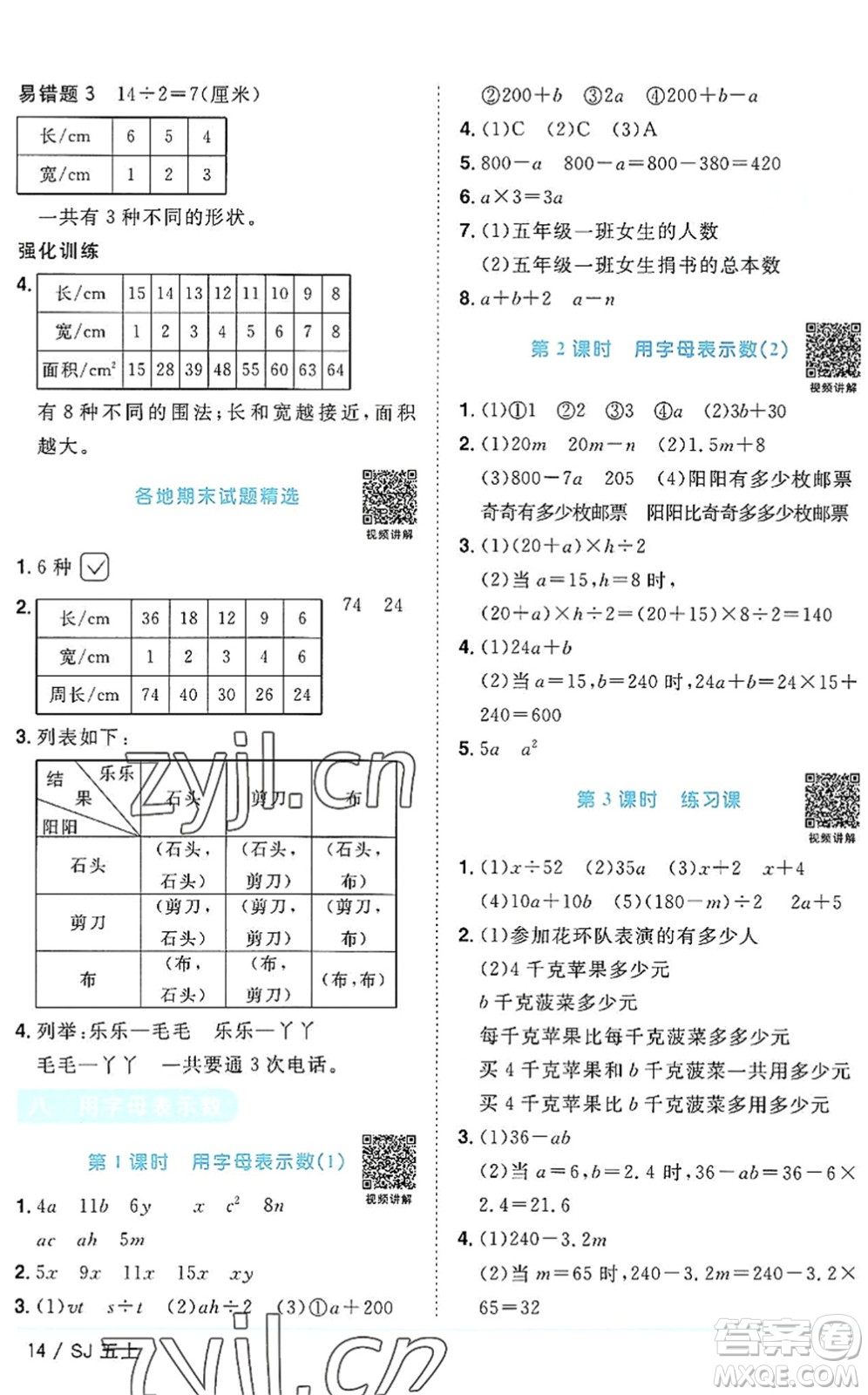 江西教育出版社2022陽(yáng)光同學(xué)課時(shí)優(yōu)化作業(yè)五年級(jí)數(shù)學(xué)上冊(cè)SJ蘇教版答案