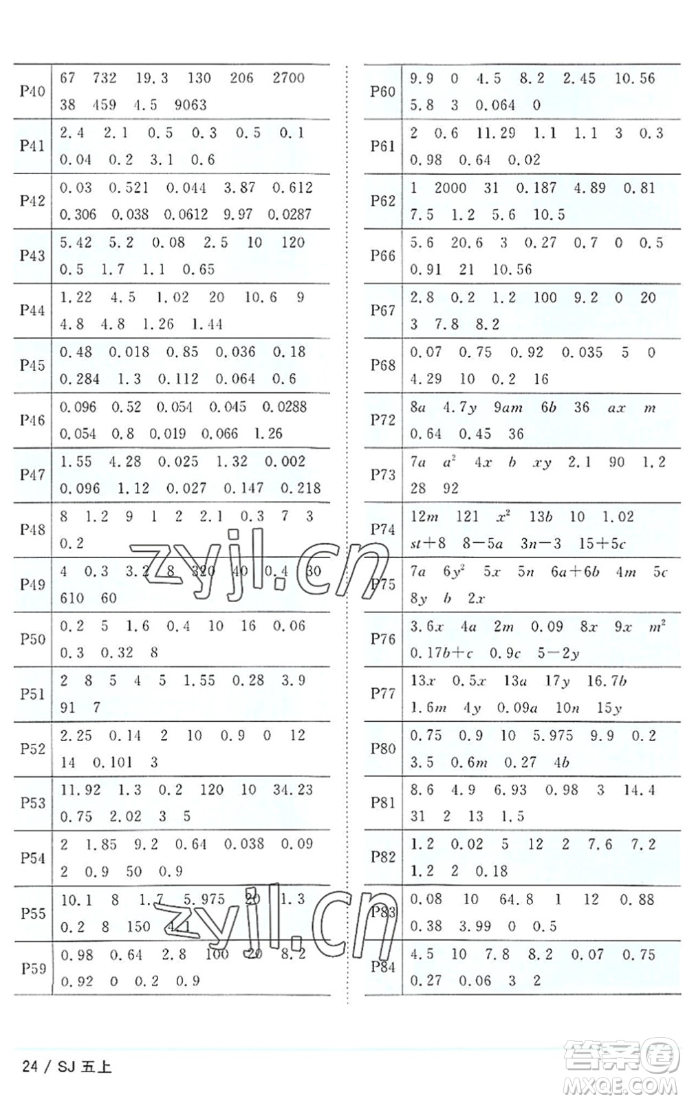 江西教育出版社2022陽(yáng)光同學(xué)課時(shí)優(yōu)化作業(yè)五年級(jí)數(shù)學(xué)上冊(cè)SJ蘇教版答案