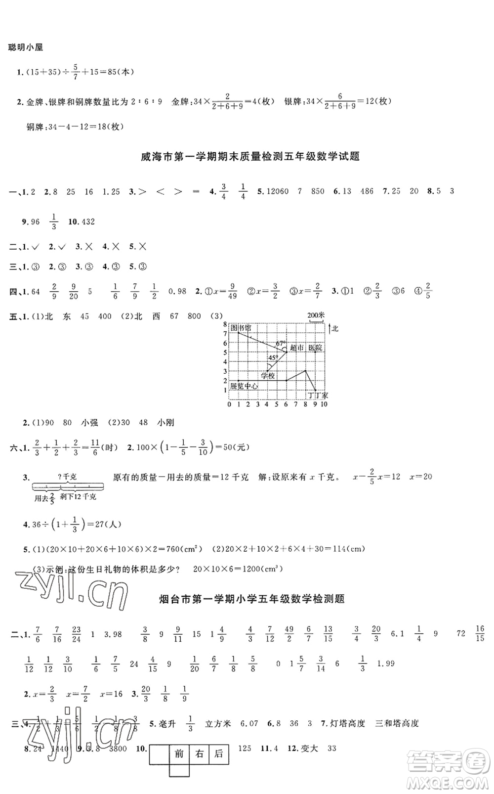 江西教育出版社2022陽(yáng)光同學(xué)課時(shí)優(yōu)化作業(yè)五年級(jí)數(shù)學(xué)上冊(cè)QD青島版五四專(zhuān)用答案