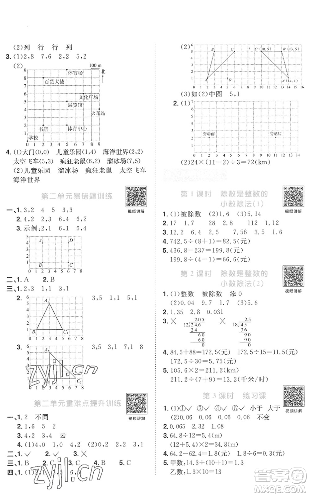 江西教育出版社2022陽(yáng)光同學(xué)課時(shí)優(yōu)化作業(yè)五年級(jí)數(shù)學(xué)上冊(cè)RJ人教版菏澤專(zhuān)版答案
