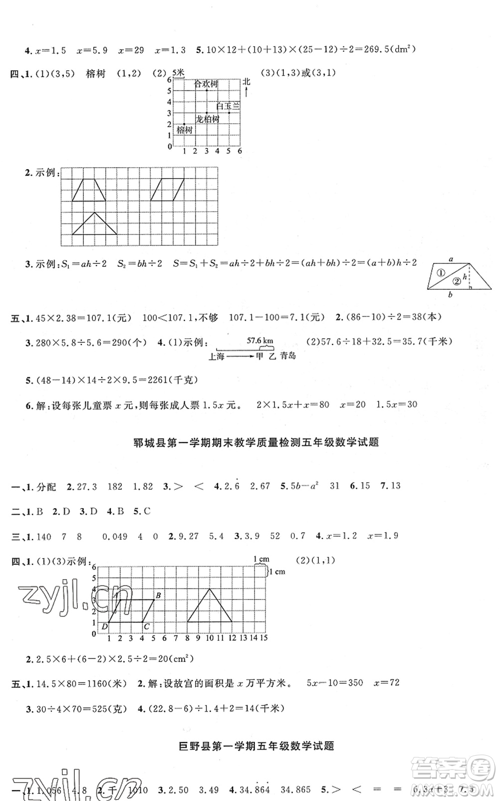 江西教育出版社2022陽(yáng)光同學(xué)課時(shí)優(yōu)化作業(yè)五年級(jí)數(shù)學(xué)上冊(cè)RJ人教版菏澤專(zhuān)版答案