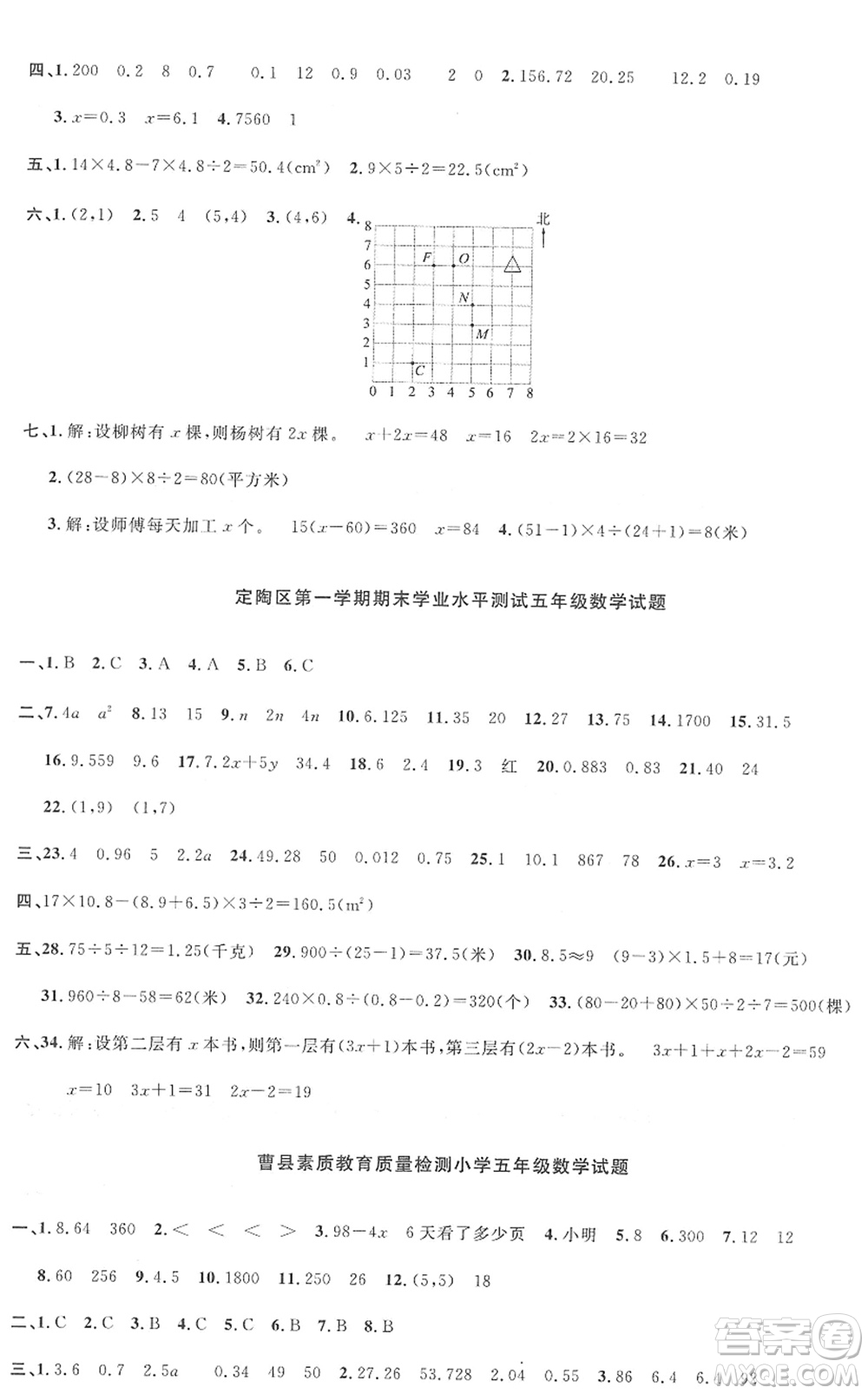 江西教育出版社2022陽(yáng)光同學(xué)課時(shí)優(yōu)化作業(yè)五年級(jí)數(shù)學(xué)上冊(cè)RJ人教版菏澤專(zhuān)版答案