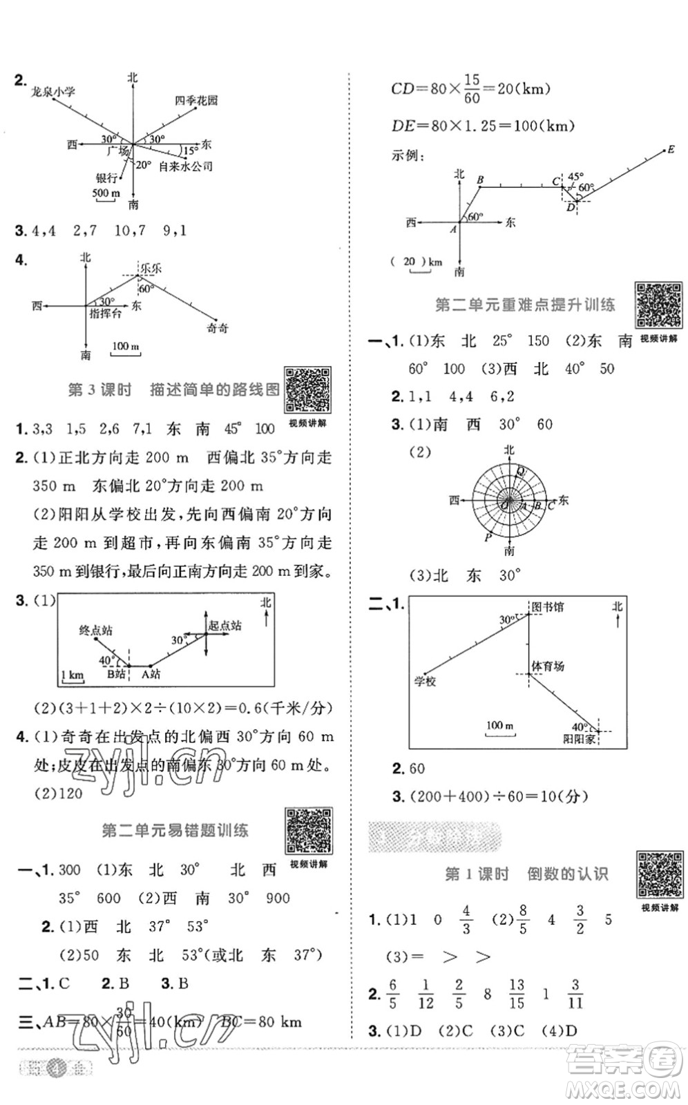 江西教育出版社2022陽光同學(xué)課時(shí)優(yōu)化作業(yè)六年級數(shù)學(xué)上冊RJ人教版答案