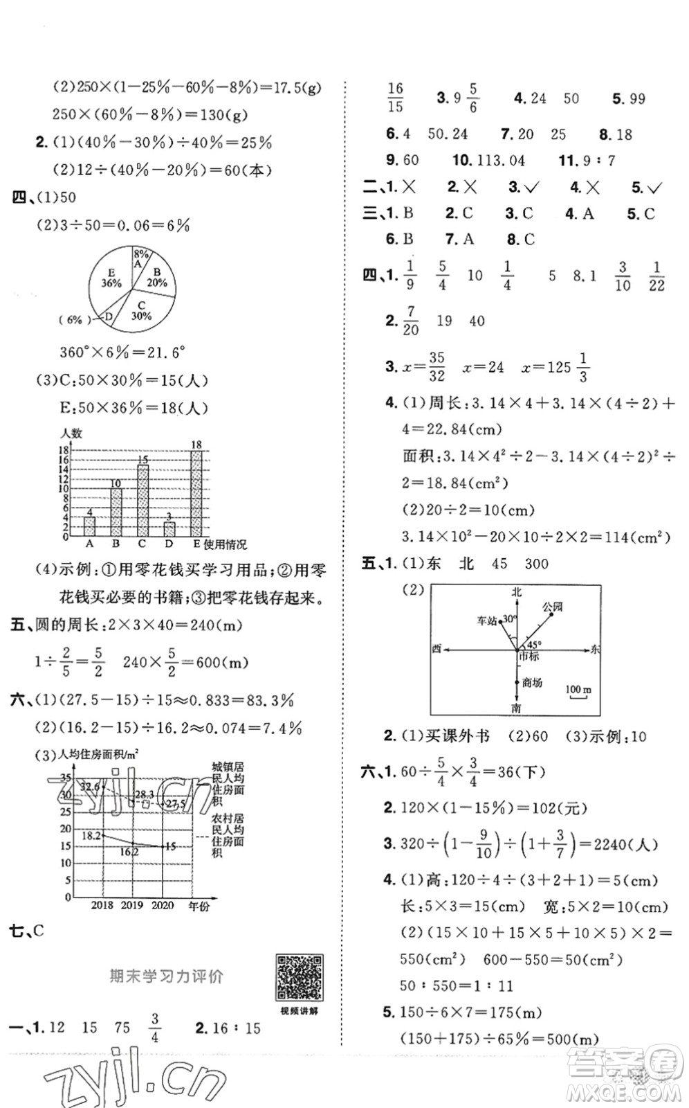 江西教育出版社2022陽光同學(xué)課時(shí)優(yōu)化作業(yè)六年級數(shù)學(xué)上冊RJ人教版答案