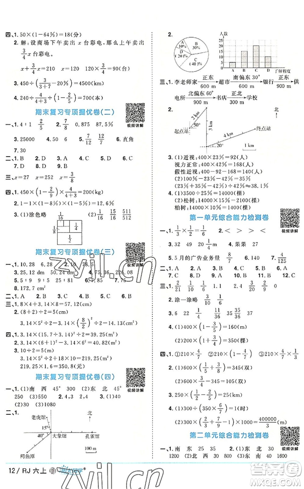 福建少年兒童出版社2022陽(yáng)光同學(xué)課時(shí)優(yōu)化作業(yè)六年級(jí)數(shù)學(xué)上冊(cè)RJ人教版福建專(zhuān)版答案