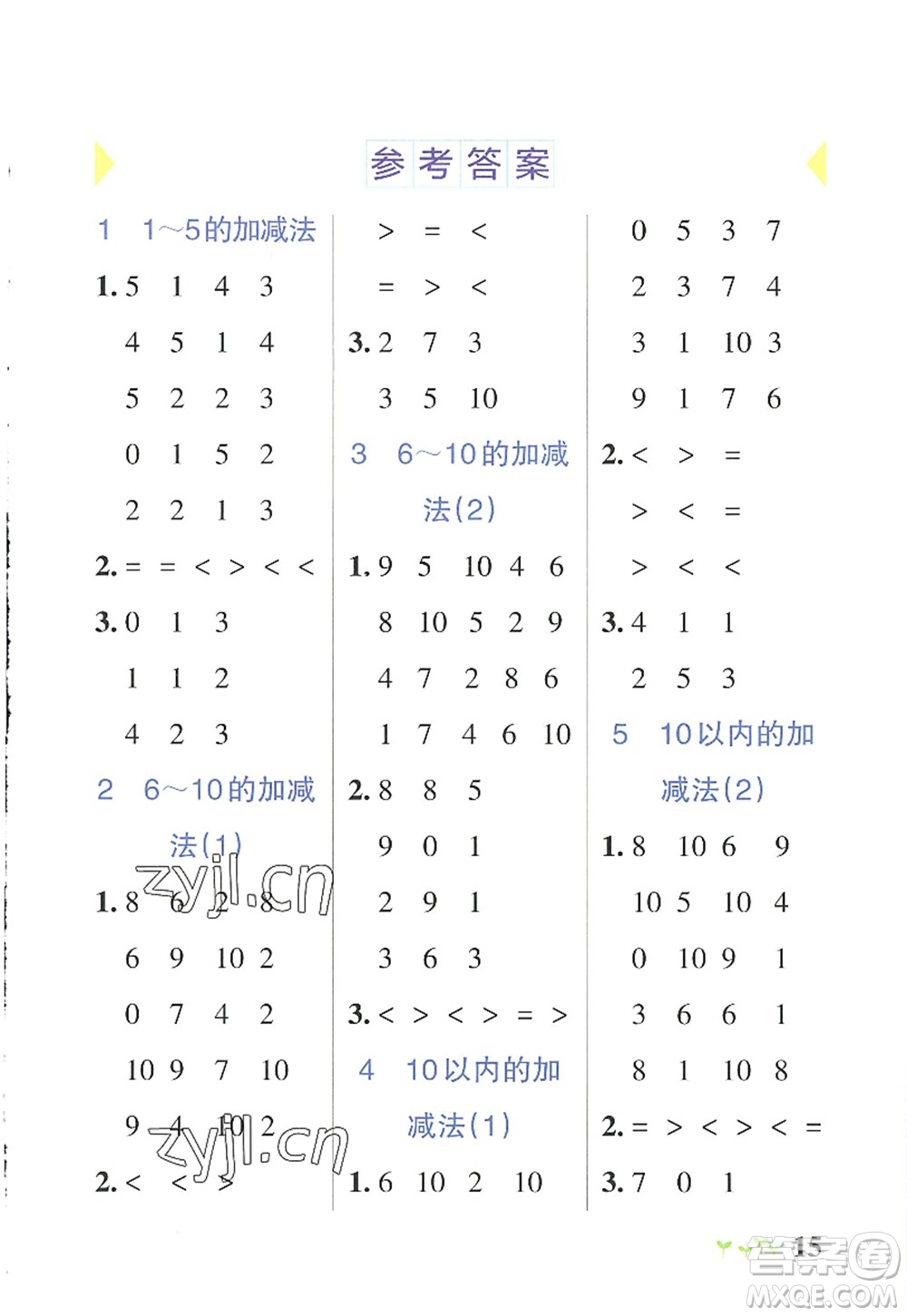 遼寧教育出版社2022PASS小學(xué)學(xué)霸作業(yè)本一年級數(shù)學(xué)上冊RJ人教版答案