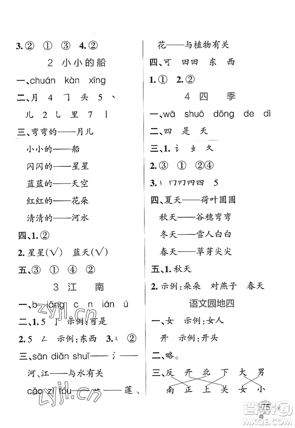陜西師范大學出版總社2022PASS小學學霸作業(yè)本一年級語文上冊統(tǒng)編版廣東專版答案