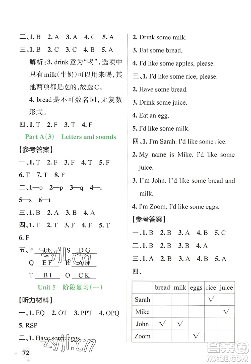 遼寧教育出版社2022PASS小學(xué)學(xué)霸作業(yè)本三年級(jí)英語(yǔ)上冊(cè)RJ人教版答案